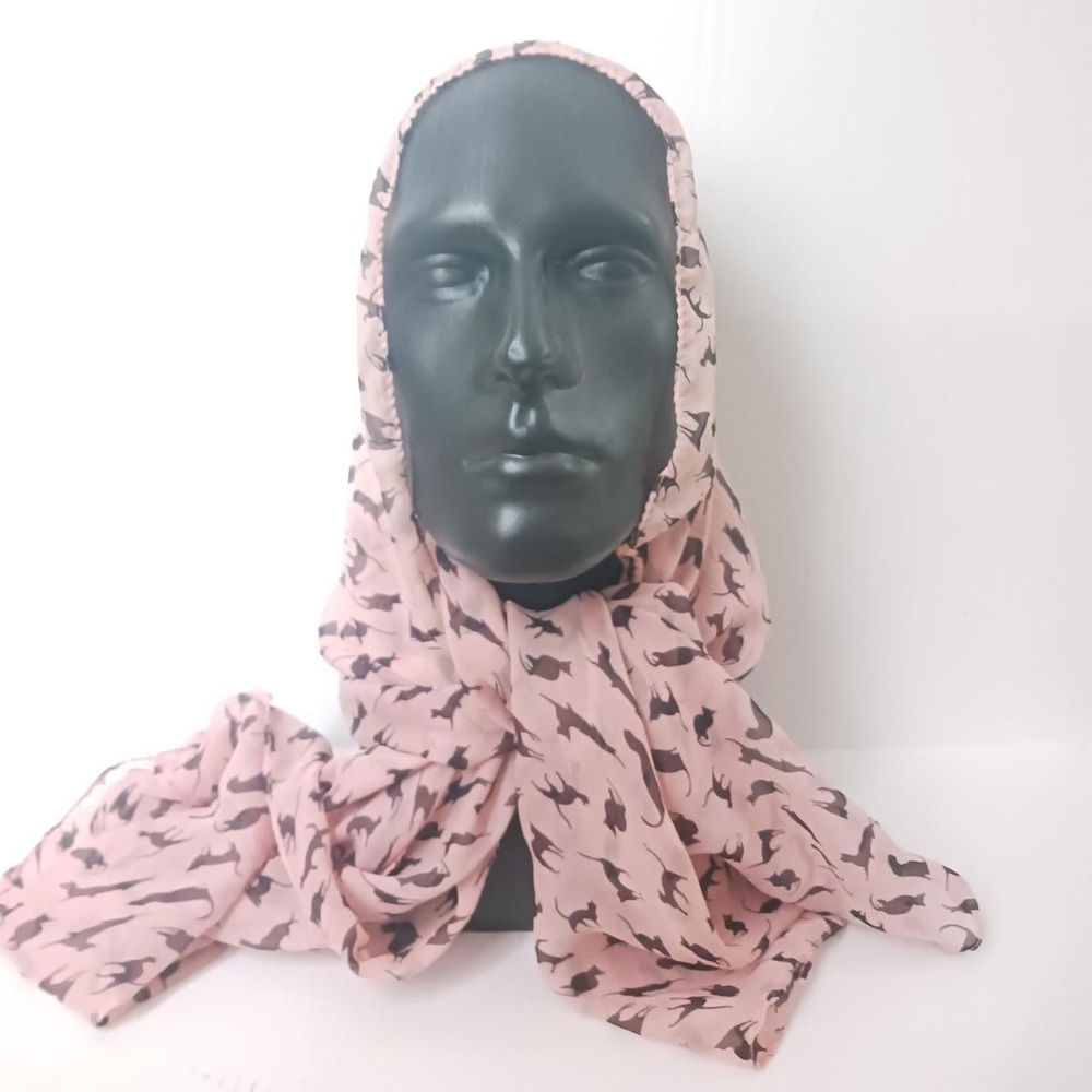 Chic Black and Pink Patterned Scarf